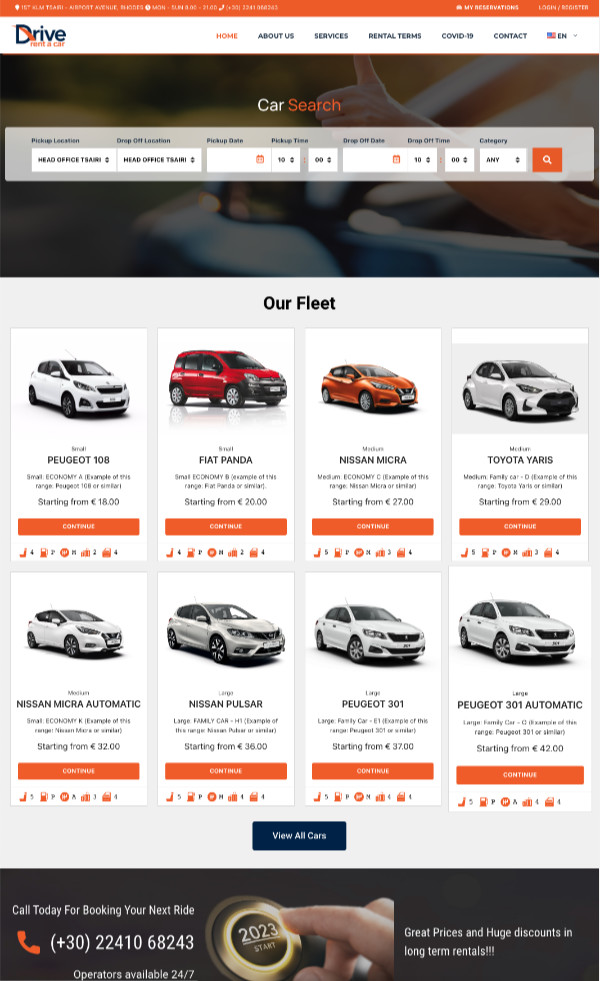 Κατασκευή Ιστοσελίδας DriveRentaCar.gr